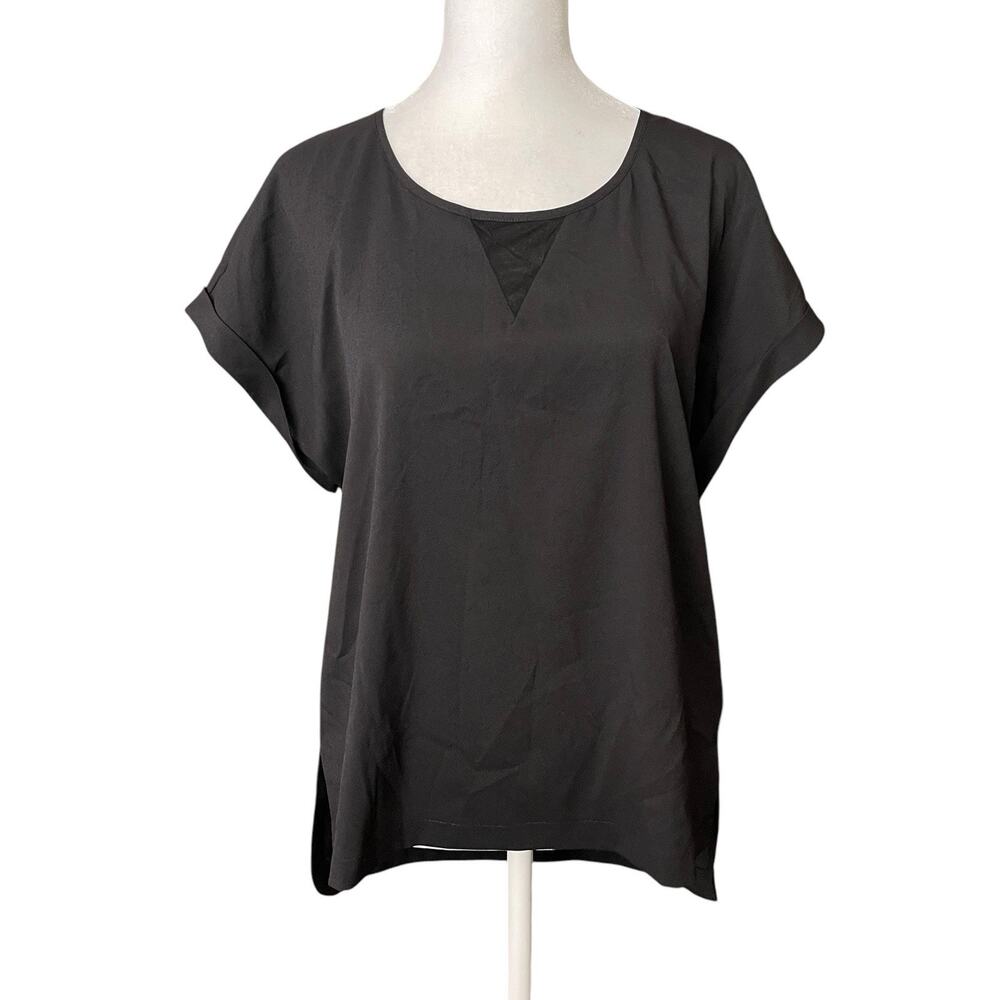 French Connection Medium Blouse Dolman Cap Sleeve Solid Black Top Shirt